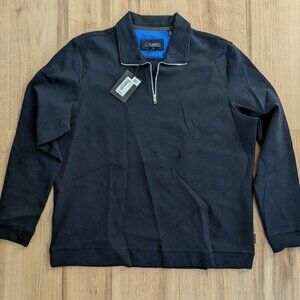 NWT Ted Baker London Quarter Zip Pullover XXL Navy Stretch Sweatshirt Modern
